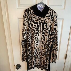 Chico's Black and Cream animal print Sweater XL